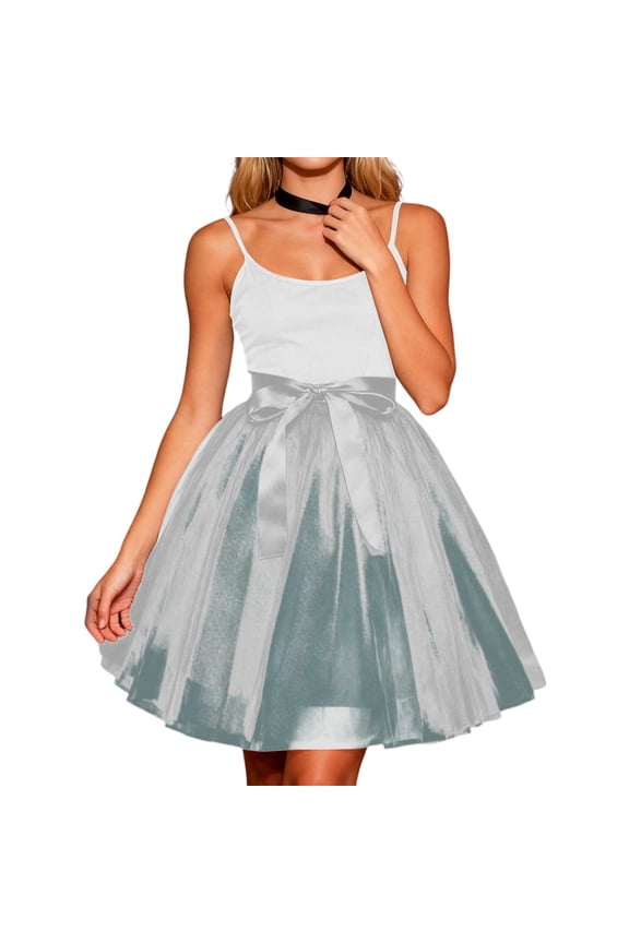 Two Tone Pleated Skirt with Layered Mesh Overlay High Waist Streetwear Fashion A-Line Midi Skirt for Women