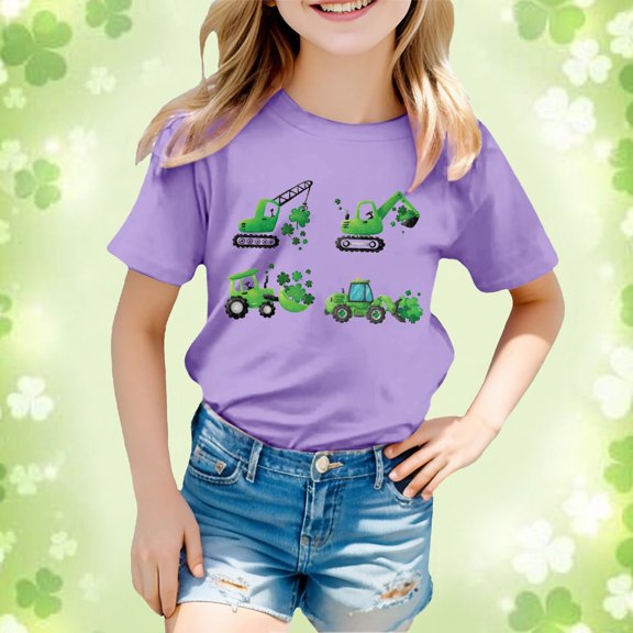 Shadoumai Unisex Kids St Patricks Day Print Shirt Irish Stripe Shirts 2-12 Years