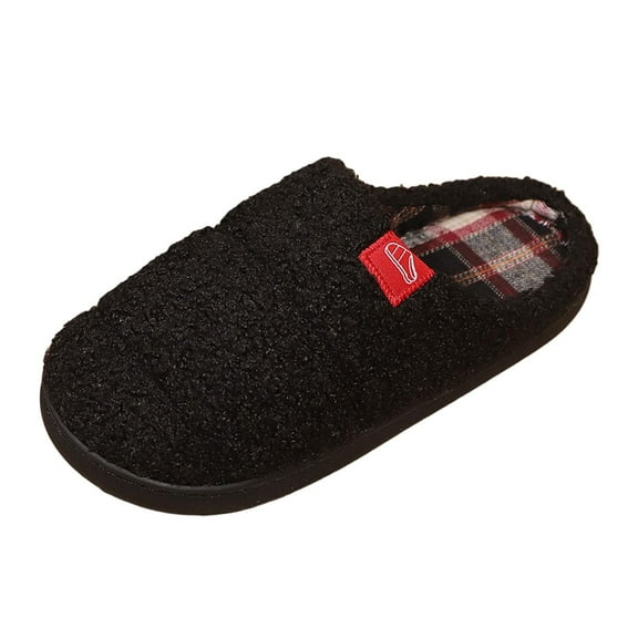 Shadoumai Unisex Winter Indoor Slippers Warm Half Coverage Home Slides Cozy Lined Shoes For Women And Men