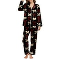 thumbnail image 1 of Shadoumai Valentines Pajamas For Women Cute Love Bow Heart Graphic Soft Satin Short Sleeve Button Down Sleepwear Pajama Set, 1 of 5