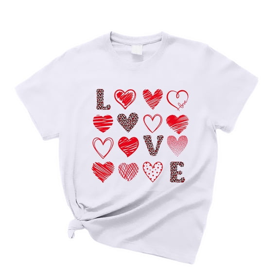 Shadoumai Valentines Shirts for Women: 3/4 Sleeve Heart Letter Print T-Shirt Casual Valentine Day Gift for Her