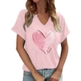 thumbnail image 1 of Shadoumai Valentines Shirts for Women Dressy 3/4 Sleeve Tops Casual Cute Love Heart Print Crewneck T Shirts Loose Holiday Outfits 2026, 1 of 4