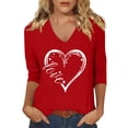 thumbnail image 1 of Shadoumai Valentines Shirts for Women Trendy 2025 Cute Love Heart Print Tunic Tops Plus Size Casual Summer 3/4 Sleeve Blouses, 1 of 4