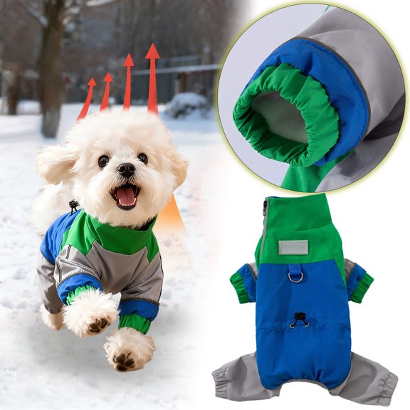 Shadoumai Winter Dog Clothes, Windproof Stand Collar & Four-Legged Coverage, Snap Closure, Graphene Lining for Locking Warmth, Water-Resistant Coat
