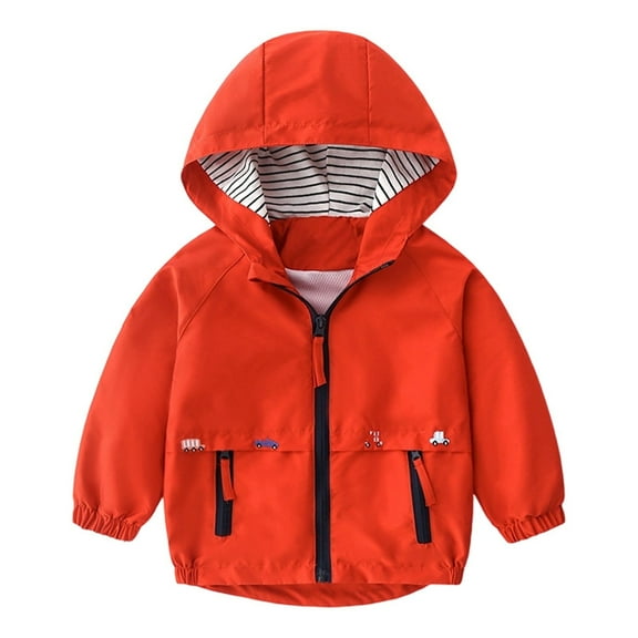Shadoumai Winter Jacket Toddler Boy 3t Full-Zip Hoodies Cute Print Drop Shoulder Lightweight Water-Resistant Spring Autumn Hoodies Coat for Kids