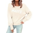 thumbnail image 1 of Shadoumai Women Christmas Sweater Cheerful Knitted Blue Winter Knit Christmas Sweater for Women with Antlers, 1 of 9