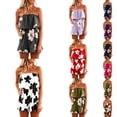 thumbnail image 1 of Shadoumai Women Off Shoulder Romper Strapless Floral Print Striped Beach Shorts Jumpsuit, 1 of 7