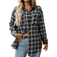 thumbnail image 1 of Shadoumai Women Plaid Shirt Jacket Seams Raw Edge Washed Oversized Shirt Jacket With Pockets Flannel Button Down Long Sleeve, 1 of 6