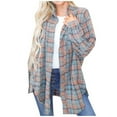 thumbnail image 1 of Shadoumai Women Plaid Shirt Jacket Seams Raw Edge Washed Oversized Shirt Jacket With Pockets Flannel Button Down Long Sleeve, 1 of 2