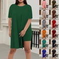 thumbnail image 1 of Shadoumai Women Plus Size 2 Piece Outfits Short Sleeve Tunic Tops and Biker Shorts Sets Tracksuits, 1 of 7