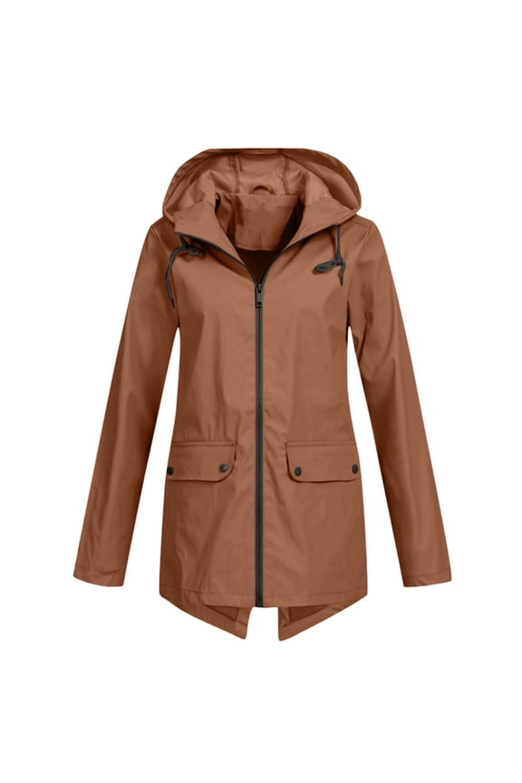 Women'S Lightweight Watertight Hooded Anorak Windproof Rain Jacket With Secure Pockets For Outdoor Workout Activities
