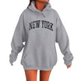 thumbnail image 1 of Shadoumai Women new york Graphic Print Hooded Sweatshirt Long Sleeve Pullover Casual Streetwear Top with Pocket Fall Winter Clothes, 1 of 4