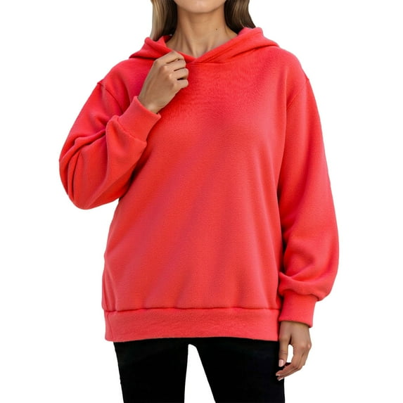 Shadoumai Women's Flannel Hooded Pullover Sweatshirt Soft Brushed Casual Fashionable Everyday Wear Comfortable Versatile Street Style Top