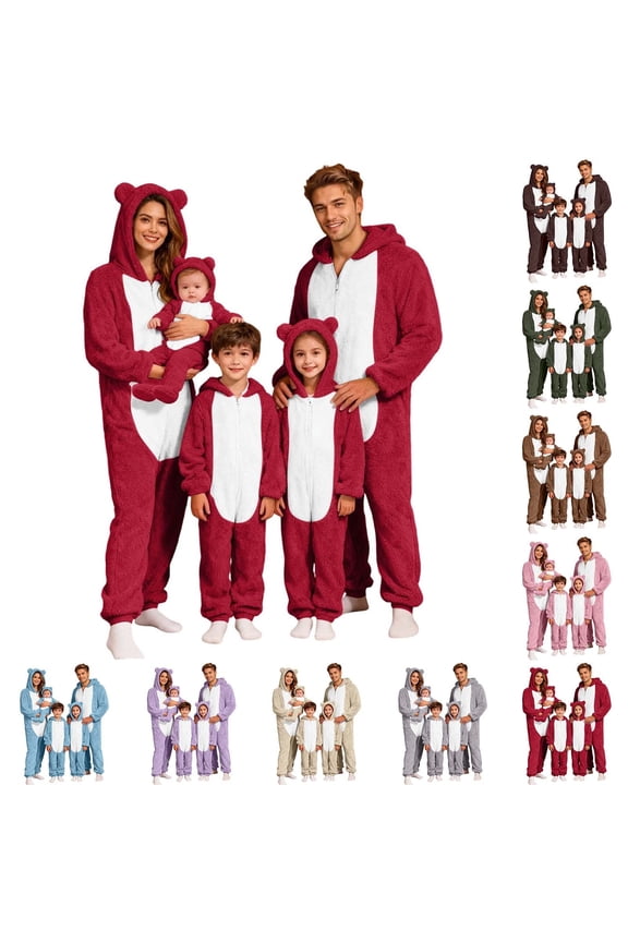 Women's Onesie Pajamas Warm Winter Pjs Sherpa One Piece Jumpsuits Hooded Fuzzy Romper with Pockets Sleepwear