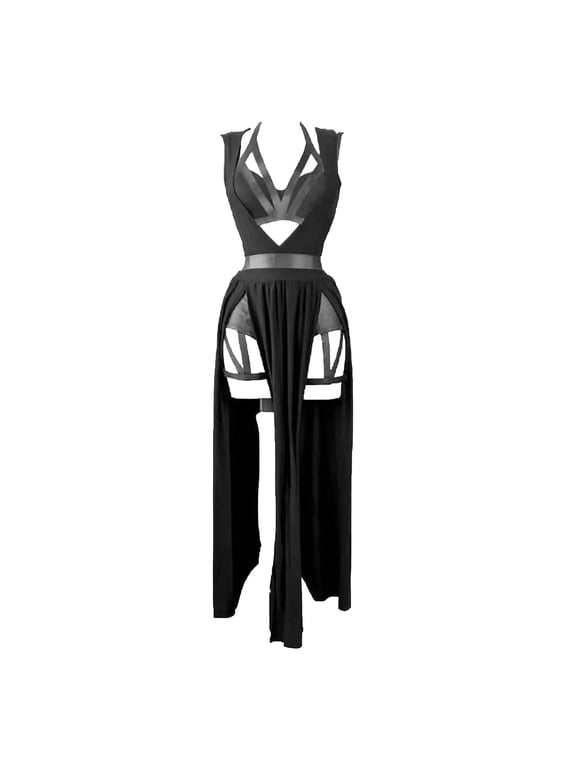 Women's Floral Lace Plus Size Sexy Split Maxi Long Nightgown Dress, Size XXL