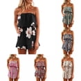 thumbnail image 1 of Shadoumai Women's Summer Rompers Off Shoulder Smocked Romper Casual Strapless Ruffle Wide Leg Shorts Jumpsuits, 1 of 10