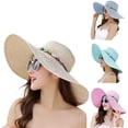 thumbnail image 1 of Shadoumai Women's Wide Brim Sun Protection Straw Hat,Folable Floppy Hat,Summer UV Protection Beach Cap, 1 of 4