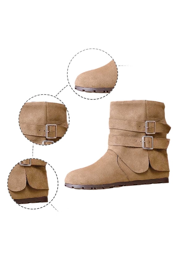 Women's Wide Width Ankle Boots Low Heel Side Zipper Slouchy Mid Calf Boots Short Booties.