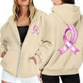 thumbnail image 1 of Shadoumai Womens Breast Cancer Awareness Hoodies Full Zip Up Jacket Ribbon Graphic Oversized Sweatshirt Jackets Fall Winter Clothes, 1 of 6