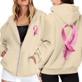 thumbnail image 1 of Shadoumai Womens Breast Cancer Awareness Hoodies Full Zip Up Jacket Ribbon Graphic Oversized Sweatshirt Jackets Fall Winter Clothes, 1 of 6