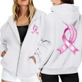 thumbnail image 1 of Shadoumai Womens Breast Cancer Awareness Hoodies Full Zip Up Jacket Ribbon Graphic Oversized Sweatshirt Jackets Fall Winter Clothes, 1 of 6