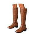 thumbnail image 1 of Shadoumai Womens Knee High Boots Riding Boots for Women Wide Calf Tall Boots Low Stacked Heel Boots Wide Width Winter Boots Metal Buckle Long Boots Leather Fashion Knight Boot with Side Zipper, 1 of 9