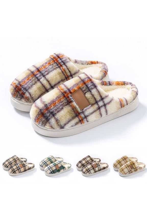 Womens Thick Sole Fuzzy Plush Slippers Warm Winter Indoor House Shoes with Soft Lining, for Home & Postpartum Comfort