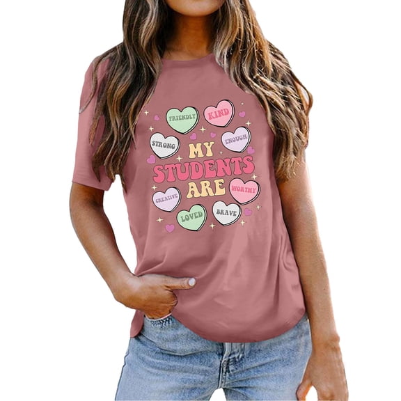 Shadoumai Womens Valentines Shirts Cute Heart T Shirts Funny Valentines Day Tees for Ladies