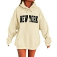 thumbnail image 1 of Shadoumai Womens new york Graphic Print Hooded Sweatshirt Long Sleeve Pullover Casual Streetwear Comfortable Soft Fabric Loose Fit Fall Winter Clothes, 1 of 4
