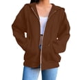 thumbnail image 1 of Shadoumai Zip Up Hoodie Women Long Sleeve Fall Winter Plus Size Plain Hooded Sweatshirts Trendy Casual Fashion Jacket With Pockets, 1 of 4