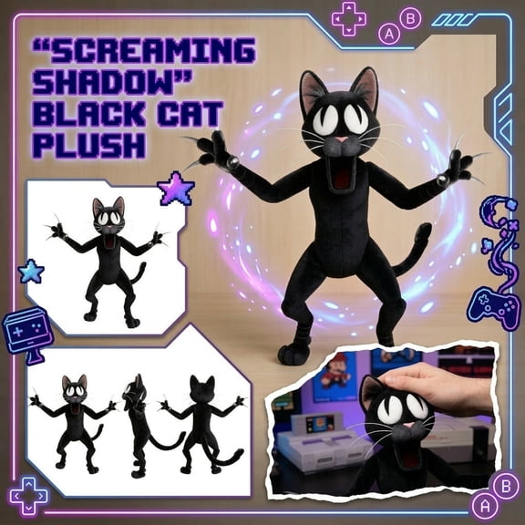 Shadow Black Cat Plush Toy 99 Nights In the Forest Stuffed Plush 9.8 In Cute & Cuddly Cat Stuffed Toy Perfect Easter Gifts