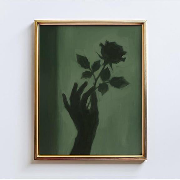 Shadow Bloom Rose Silhouette Hand Wall Art Home Decor