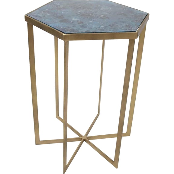 Shadow Blue Glass Accent Table-Leo Collection