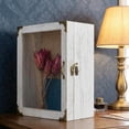 thumbnail image 1 of Shadow Box 11x13 Display Case, 5 Inch Extra Deep Shadow Box Frame , Acrylic Door, White Solid Wood Shadow Box with Linen Back & Pins, Rustic Metal Corners, Wall Mounted Keepsake Display Cabinet, 1 of 13