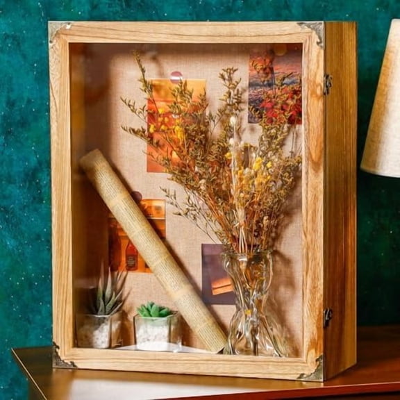 Shadow Box Depth 4.7in Shadow Boxes Display Cases with Cork Board Backing Rustic Burnt Wood Box for Flowers Bouquet Wedding Picture Photo and Keepsake(Rustic Brown,16x20 Inch)