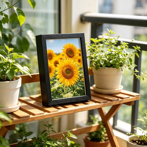 Shadow Box Display Case Frame,3D Hollow Photo Frame,Wooden Photo Frame for Tabletop Decoration,Display Stand,5.91x3.94x1.97 Inch,Black