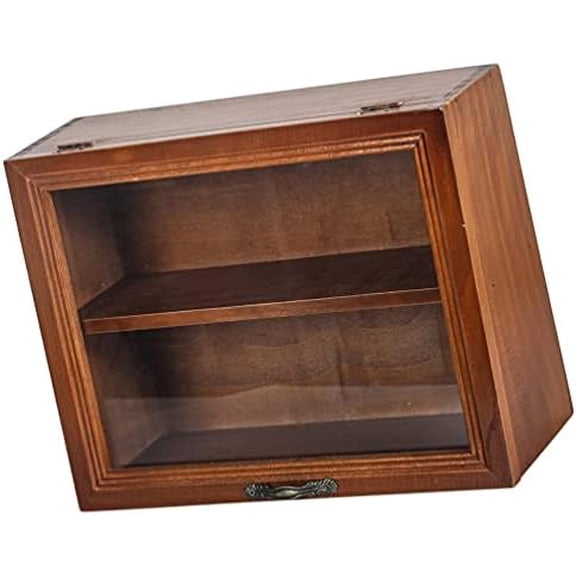 Shadow Box Display Case, Wooden Cabinet for Memorabilia & Collectibles, 30x23x10cm, Rustic Desktop Organizer with Clear Window for Tea Sets Cosmetics$$Home Decor, Kitchen, & Other