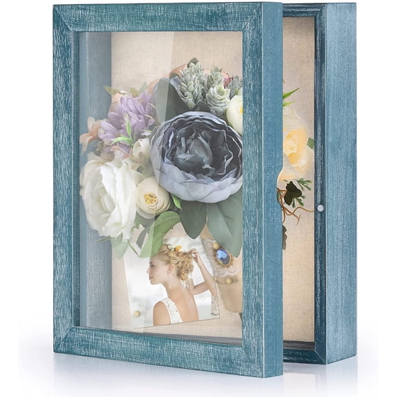 Shadow Box Frame 11x11 Shadow Box Display Case with Linen Back Memorabilia Awards Medals Photos Memory Box Grey