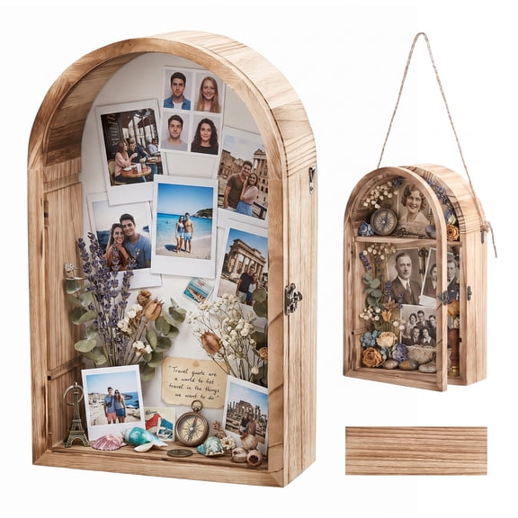 Shadow Box Frame, 11x17 Display Cases with Removable Shelves, Picture Frame Wedding Bouquet Memorabilia Medals Photos Memory Box for Keepsakes
