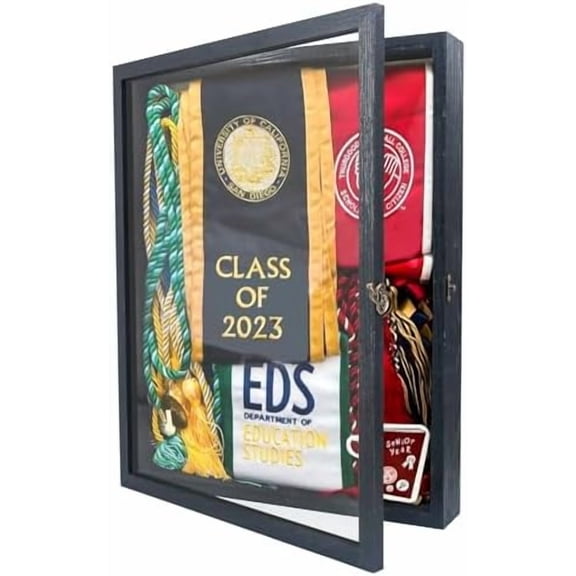 Shadow Box Frame 13X16 Display Case with Linen Back, Real Glass Window Door with Hinge, Picture Frame Wedding Bouquet Memorabilia Medals Photos Memory Box for Keepsakes Rustic Black
