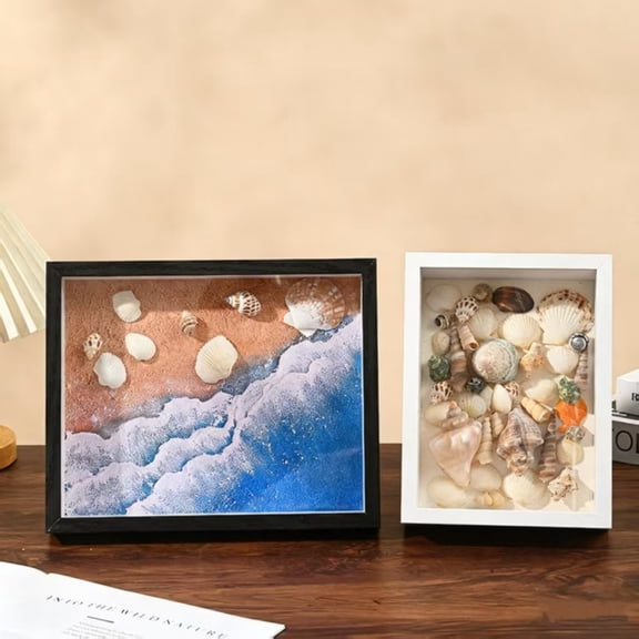 Shadow Box Frame, 2-Pack 10" and 7" Memory Box for Beach Shells, Decorative 3D Picture Frame for Home Decor and Souvenirs