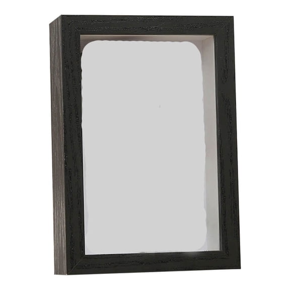 Shadow Box Frame, 4 X 6 In Solid Wood Display Case with Glass Window, Hinged Door & Retro Lock, Linen Backboard for Photos Bouquet Medals Keepsakes,Black