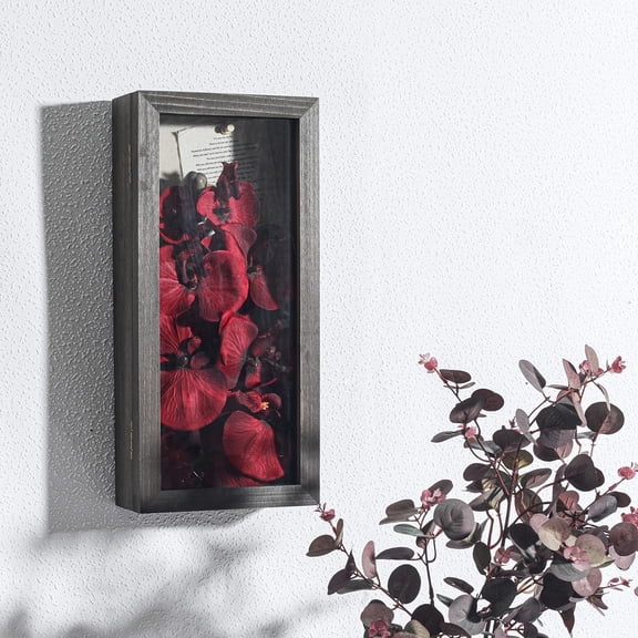 Shadow Box Frame 7x15 Shadow Box Display Case Cabinet Picture Frame with Linen Back Memorabilia Awards Medals Bouquet Photos Badge Wedding Memory Box for Keepsakes Large Long Brown