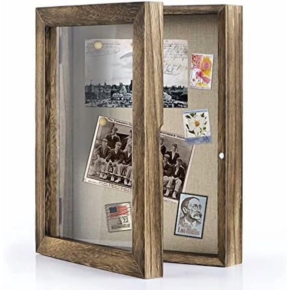 Shadow Box Frame 8x10 Shadow Box Display Case with Linen Back Memorabilia Awards Medals Photos Memory Box Gift Carbonized Black