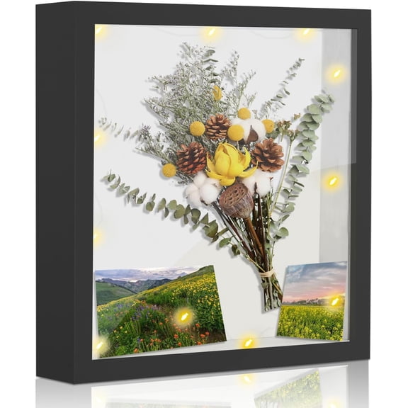 Shadow Box Frame Display Case with LED Light 8 x10", 2.76" Deep Shadow Box with Glass Shadow Boxes Display Cases for Photos, Dried Flowers, Handicrafts Picture Frames