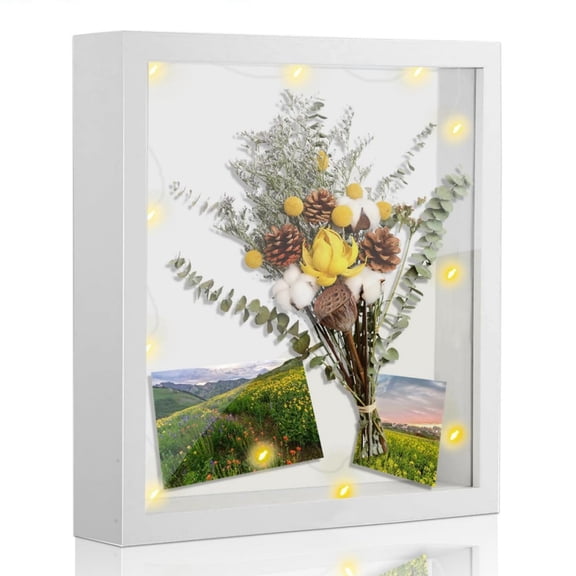 Shadow Box Frame Display Case with LED Light 8 x10", 2.76" Deep Shadow Box with Glass Shadow Boxes Display Cases for Photos, Dried Flowers, Handicrafts Picture Frames