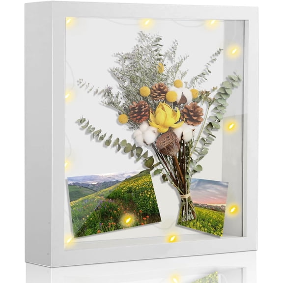 Shadow Box Frame Display Case with LED Light 8 x10", 2.76" Deep Shadow Box with Glass Shadow Boxes Display Cases for Photos, Dried Flowers, Handicrafts Picture Frames