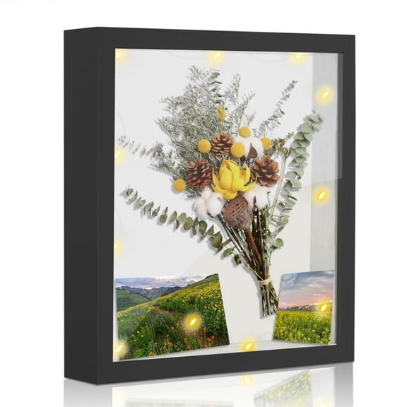 Shadow Box Frame Display Case with LED Light 8 x10", 2.76" Deep Shadow Box with Glass Shadow Boxes Display Cases for Photos, Dried Flowers, Handicrafts Picture Frames