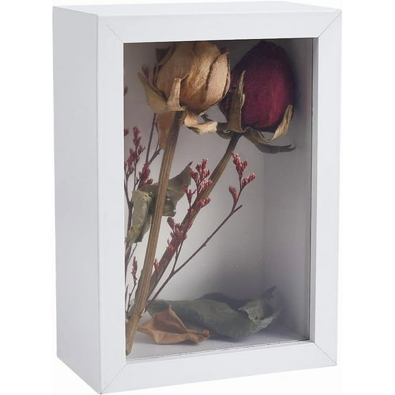 Shadow Box Frame Dried Flower Display Frame Memory Box Specimen Frame Picture Tickets Keepsake DIY Crafts Tabletop Decor with Back Board for Anniversary Wedding Graduation 6.4x4.5x2.5 Inch
