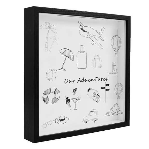 Shadow Box Frame Wooden Adventure Archive Box DIY Travel Shadow Box Personalized Ticket Shadow Box Decorative Top Loading Display Case for Memories DIY Keepsakes Tickets Collection Gifts
